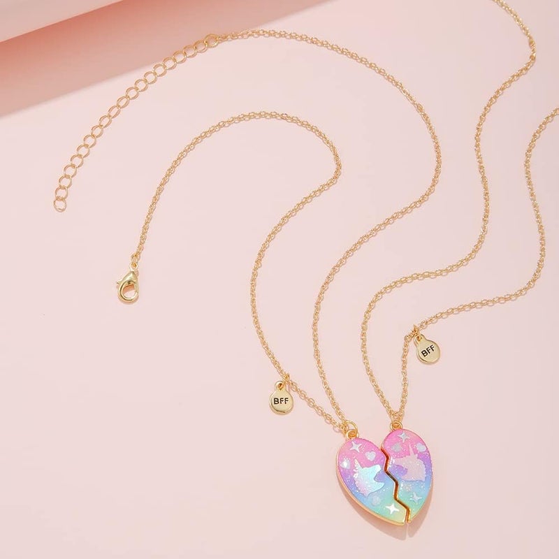 Lezmoii Friendship Necklace Best Friend Necklace Matching Magnetic Unicorn Mermaid BFF Necklace for 2 Girls Friendship Gifts - Image 3